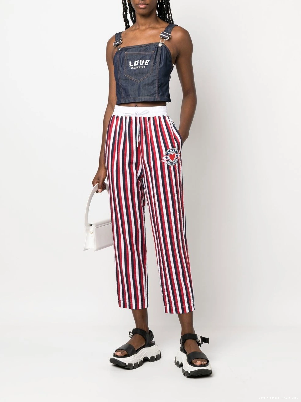 Affordable Love trousers Moschino striped Women drawstring 0501